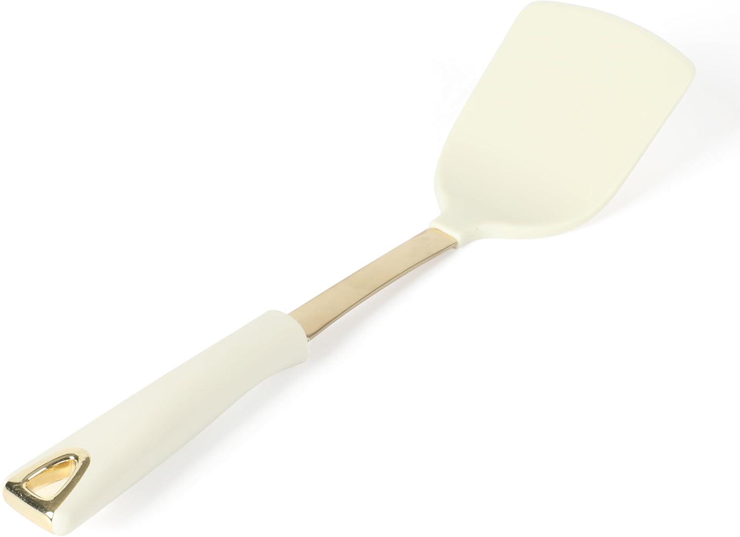 imageMartha Stewart Lockton 5Piece Kitchen Tool Set Stainless Steel ampamp Nylon Cooking Utensils with Linen Handles and Gold Accents Durable HeatResistant Kitchen Gadgets