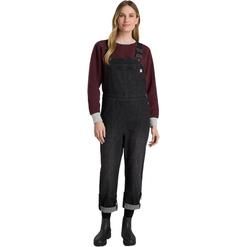 imageMartha Stewart Convertible Overall Denim Utility Jumpsuit Adjustable Cotton Workwear Stretch BibsBlack Wash