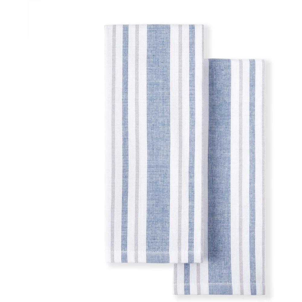 imageMartha Stewart Morris Stripe Kitchen Towel 2Pack Set Blue 16quotx28quotBlue