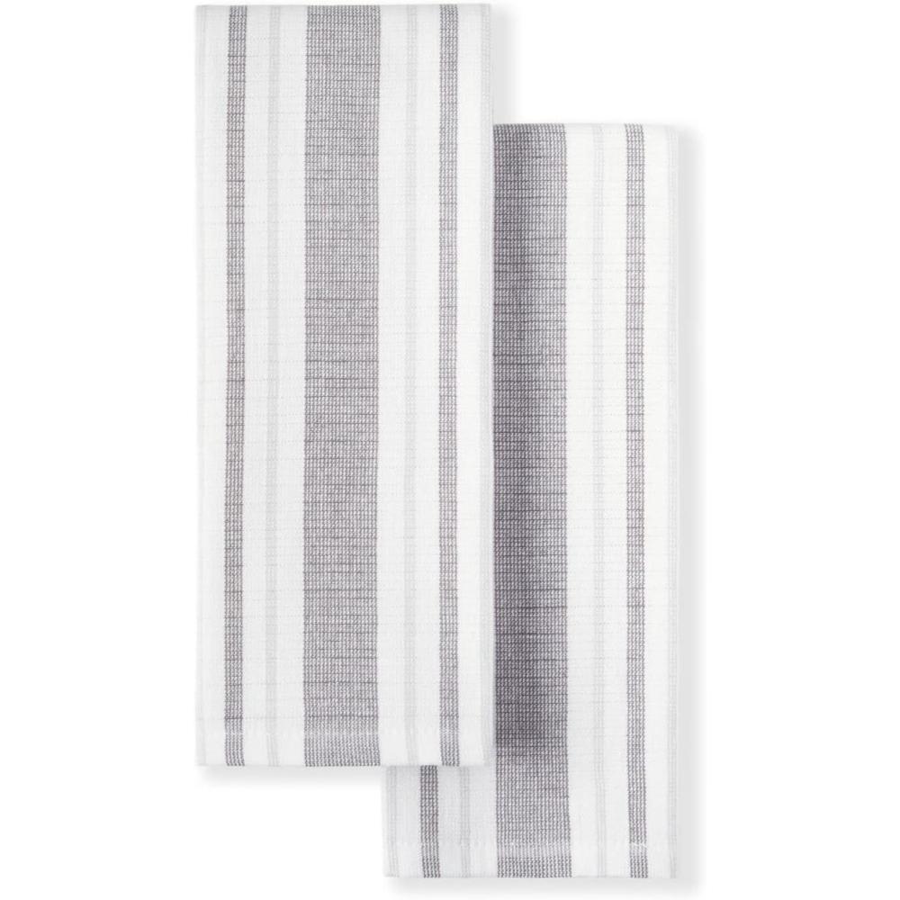 imageMartha Stewart Morris Stripe Kitchen Towel 2Pack Set Blue 16quotx28quotGrey