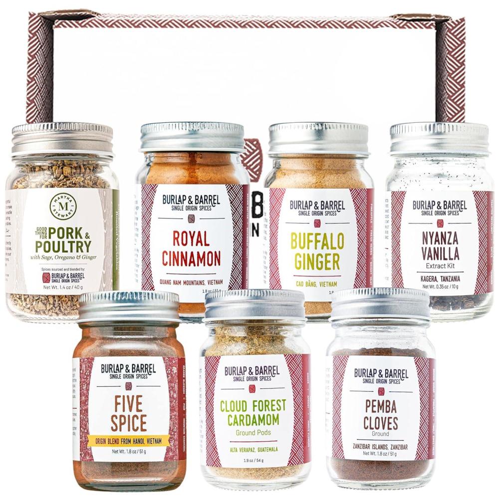 imageMartha Stewart Spice Trio Elevate Every Meal Three Signature Blends Featuring SingleOrigin Spices from Burlap ampamp Barrel For Beef Lamb Pork Poultry ampamp Seafood Gift for Cooks 3 Full Size Jars7Spice Baking Set