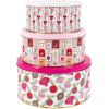 Martha Stewart Metal Cookie Tins, 3-Piece Nesting Set, Small, Medium & Large, Christmas Containers for Gift & Storage (Ornaments and Bows)