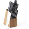 MARTHA STEWART Eastwalk 14 Piece High Carbon Staineless Steel Cutlery Knife Block Set w/ABS Triple Riveted Forged Handle Acacia Wood Block – Red(Gray)