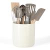 Martha Stewart 10 Piece Tools and Gadget Set W/Ceramic Crock – Linen White w/Grey Tools(Linen White w/ Grey Tools)