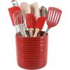 Martha Stewart 10 Piece Tools and Gadget Set W/Ceramic Crock – Linen White w/Grey Tools(Red)