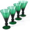 Martha Stewart Bayville Decanter Plus 4 Whiskey 10 OZ DOF Embossed Glassware Set(Jade Green (Glass))