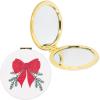 Martha Stewart Compact Mirror, Slim Pocket Mirror with Standard & Magnified Glass, Travel Makeup Mirror for Purse or Stocking Stuffer (Holiday Bow)