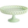 Martha Stewart Patterson 10″ x 5.1″ White Round Stoneware Cake Stand(Green (8.5″))
