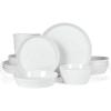 Martha Stewart Selma Chip & Scratch Resistant Dinnerware Set – White Plates and Bowls, Durable Dishwasher and Microwave Safe Dishes Set for Everyday Use
