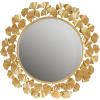 Martha Stewart Wall Décor Large Gingko Leaf Round Wall Mirror for Living Room, Iron Metal Plate Frame Antique Finish, Ready to Hang Bedroom Decoration, Eden, 30.5″, Gold(Gold)