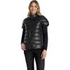 Martha Stewart Women’s PU Quilted Puffer Vest, Lightweight Down Outerwear, Sleeveless Faux Leather Zip Up(Black)