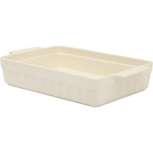 MARTHA STEWART 3-Piece Oven to Table Stoneware Bakeware Set – Baking Dish & Casserole Set – Red – Durable Oven-Safe Bakeware for Baking and Serving(Linen White)