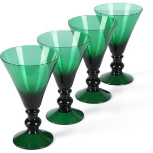 Martha Stewart Bayville Decanter Plus 4 Whiskey 10 OZ DOF Embossed Glassware Set(Jade Green (Glass))