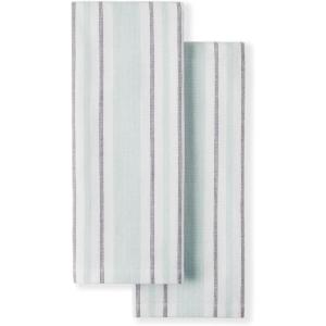 Martha Stewart Morris Stripe Kitchen Towel 2-Pack Set, Blue, 16″x28″(Aqua)