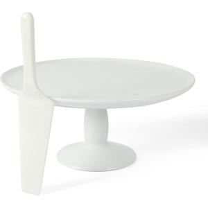 Martha Stewart Patterson 10″ x 5.1″ White Round Stoneware Cake Stand(White (12″))