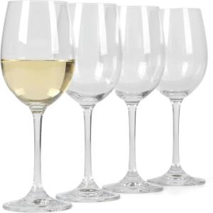 Martha Stewart Vivica 4-Pack White Wine Glass Set, 14 oz – Elegant Stemmed Wine Glasses for Entertaining, Durable Clear Glassware for Dining, Parties, or Everyday Use(14oz White Wine Glass (4-pack))