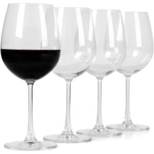 Martha Stewart Vivica 4-Pack White Wine Glass Set, 14 oz – Elegant Stemmed Wine Glasses for Entertaining, Durable Clear Glassware for Dining, Parties, or Everyday Use(20oz Red Wine Glass (4-pack))
