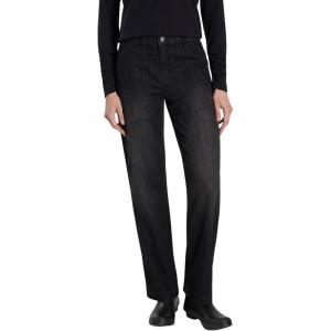 Martha Stewart Women’s Garden Straight Leg Pant Stretch Denim, Casual Utility Workwear, Soft Trousers(Black Wash)