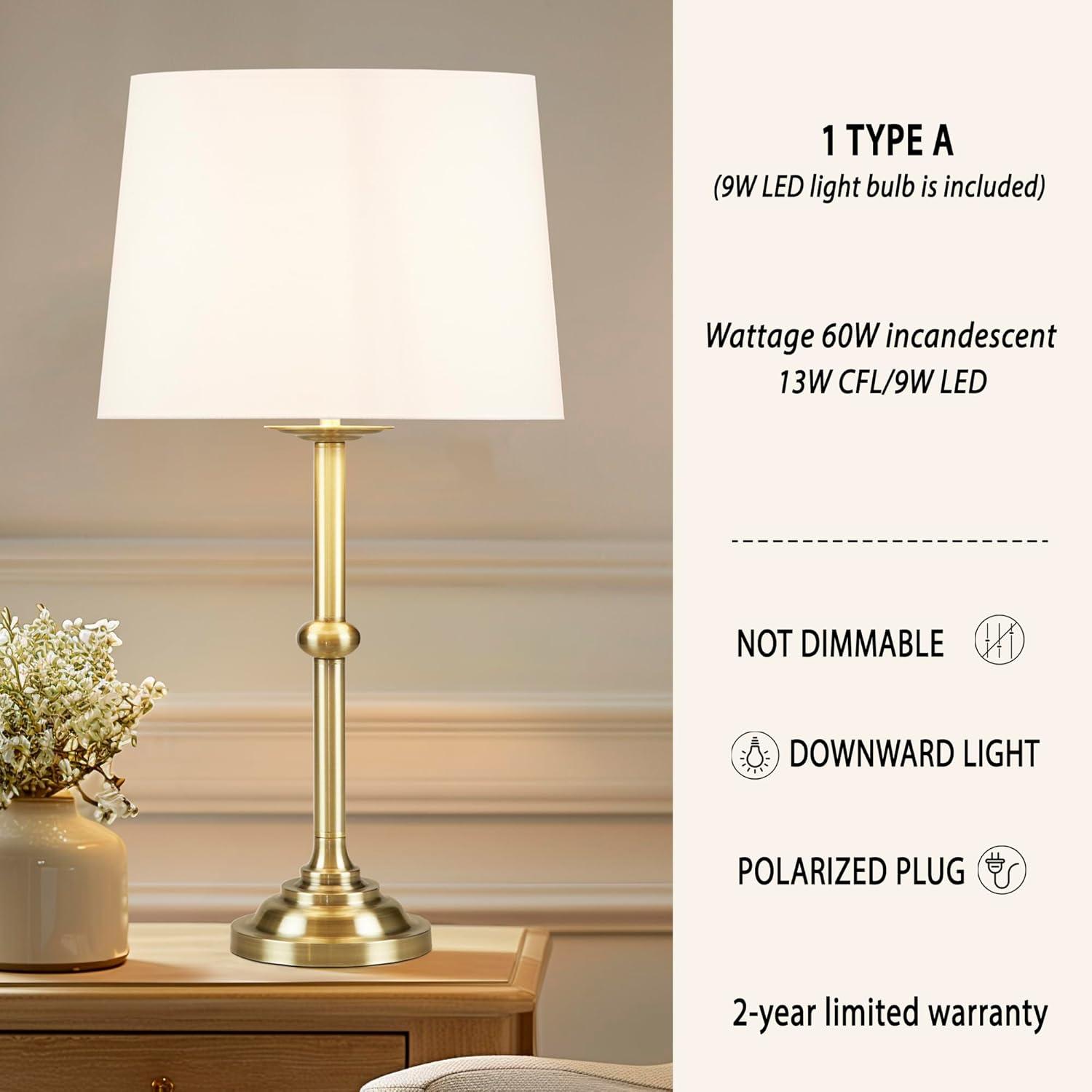 imageHampton Hill Aelorian Table Lamp  Antiqued Brass Nightstand Bedside Lamp Bedford Collection Farmhouse Study Lamp Clear Polarized Cord Socket Swtich Empire Fabric Shade 225quot H