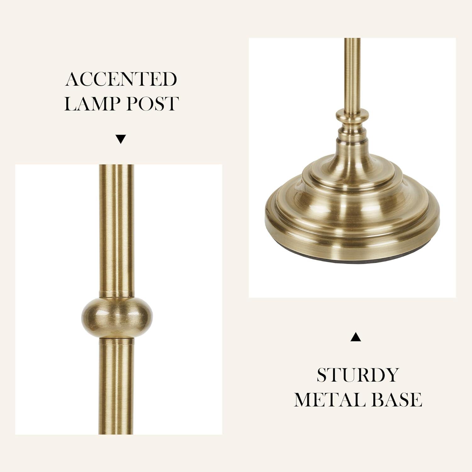 imageHampton Hill Classic Floor Lamp for Bedroom Traditional Standing Lamp for Living Room OffWhite Empire Shade Polarized Plug Clear Cable Tall Iron Frame Office Room LampAntique Brass Aelorian