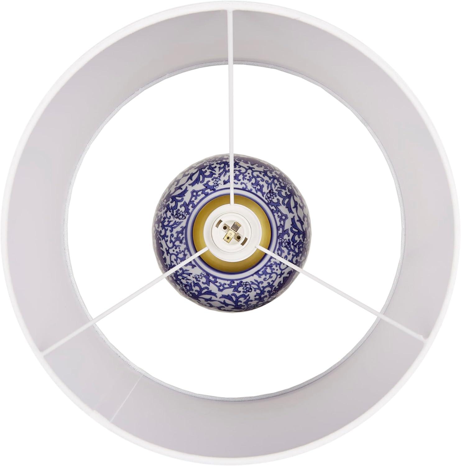 imageHampton Hill Jemma Table Lamp Living Room Decor Curved Ceramic Base Tapered Drum Shade Modern Home Office Desk Lighting Nightstand Reading Light for Bedroom White 15quot Lx15 Wx26 H