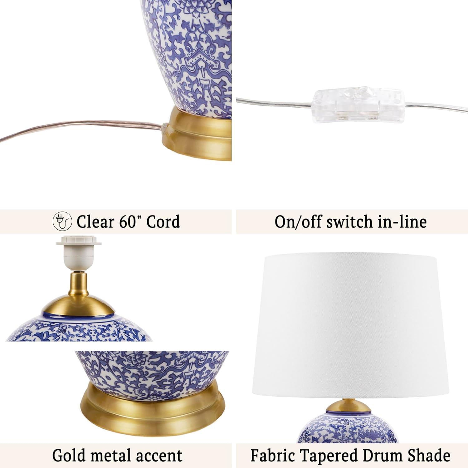 imageHampton Hill Jemma Table Lamp Living Room Decor Curved Ceramic Base Tapered Drum Shade Modern Home Office Desk Lighting Nightstand Reading Light for Bedroom White 15quot Lx15 Wx26 H