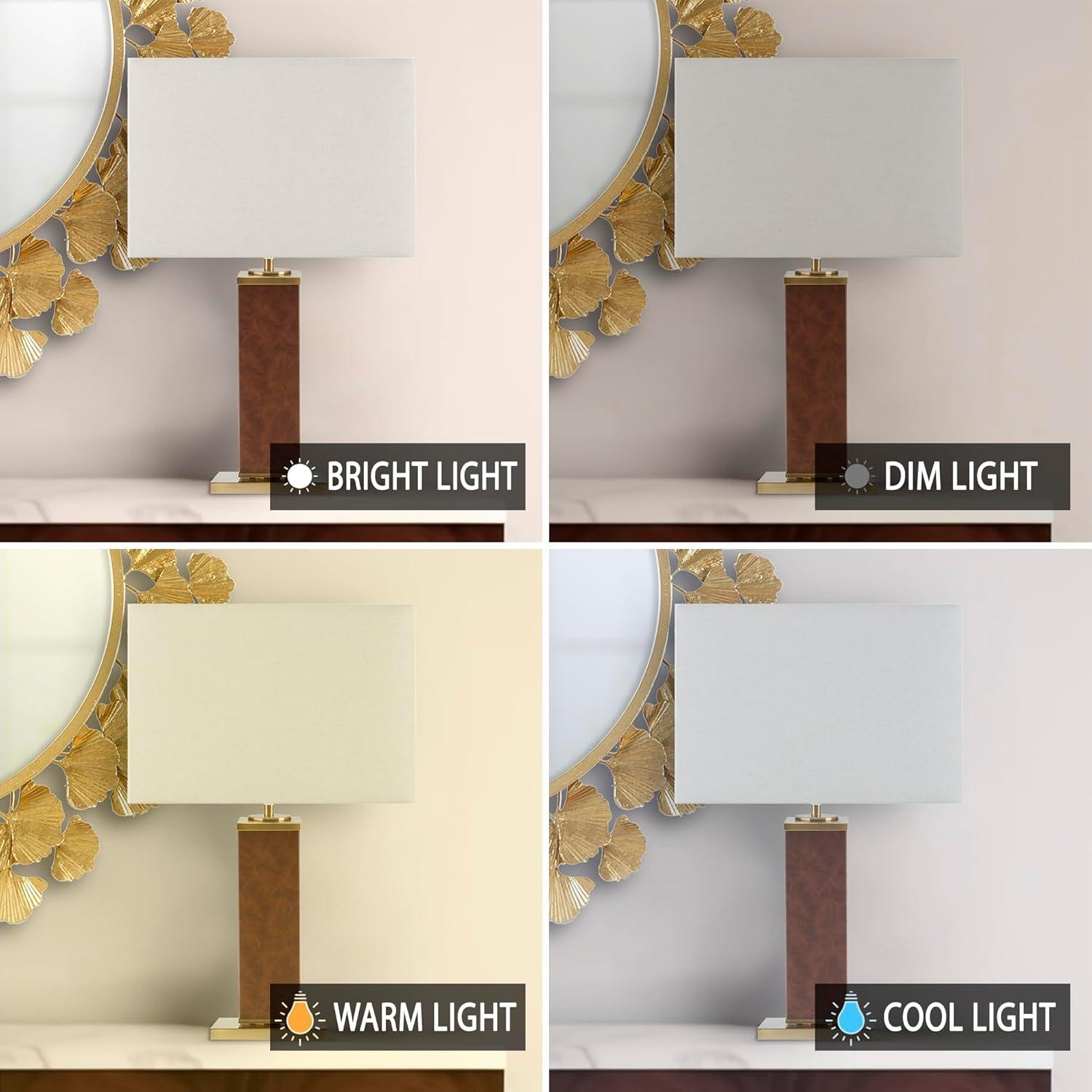 imageInkIvy Table Lamp for Bedroom  Faux Leather Design Gold Accent Nightstand Lamp Rustic Study Lamp Clear Polarized Cord Rotary OnOff Switch inLine Hawley Lamp Decor 22quot H GoldBrown