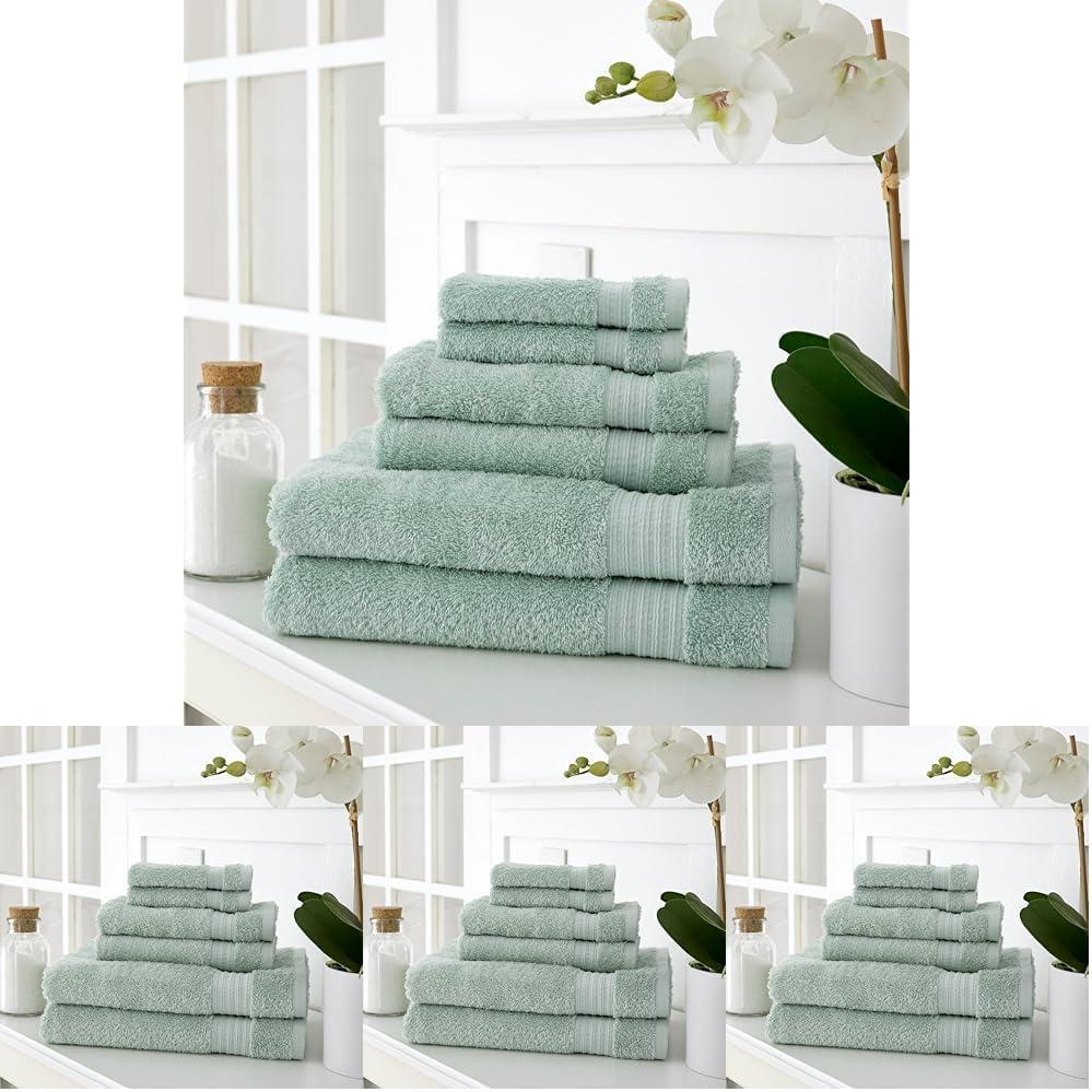 imageMARTHA STEWART 100 Cotton Bath Towels Set Of 6 Piece 2 Bath Towels 2 Hand Towels 2 Washcloths Quick Dry Towels Soft ampamp Absorbent Bathroom Essentials Light GraySage