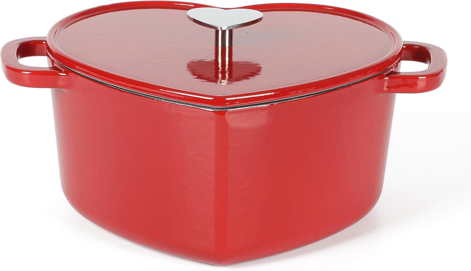 imageMARTHA STEWART Gatwick 7Quart Enamel Cast Iron Dutch Oven  Martha Blue  HeavyDuty Dutch Oven for Slow Cooking Braising ampamp BakingRed Heart Shaped