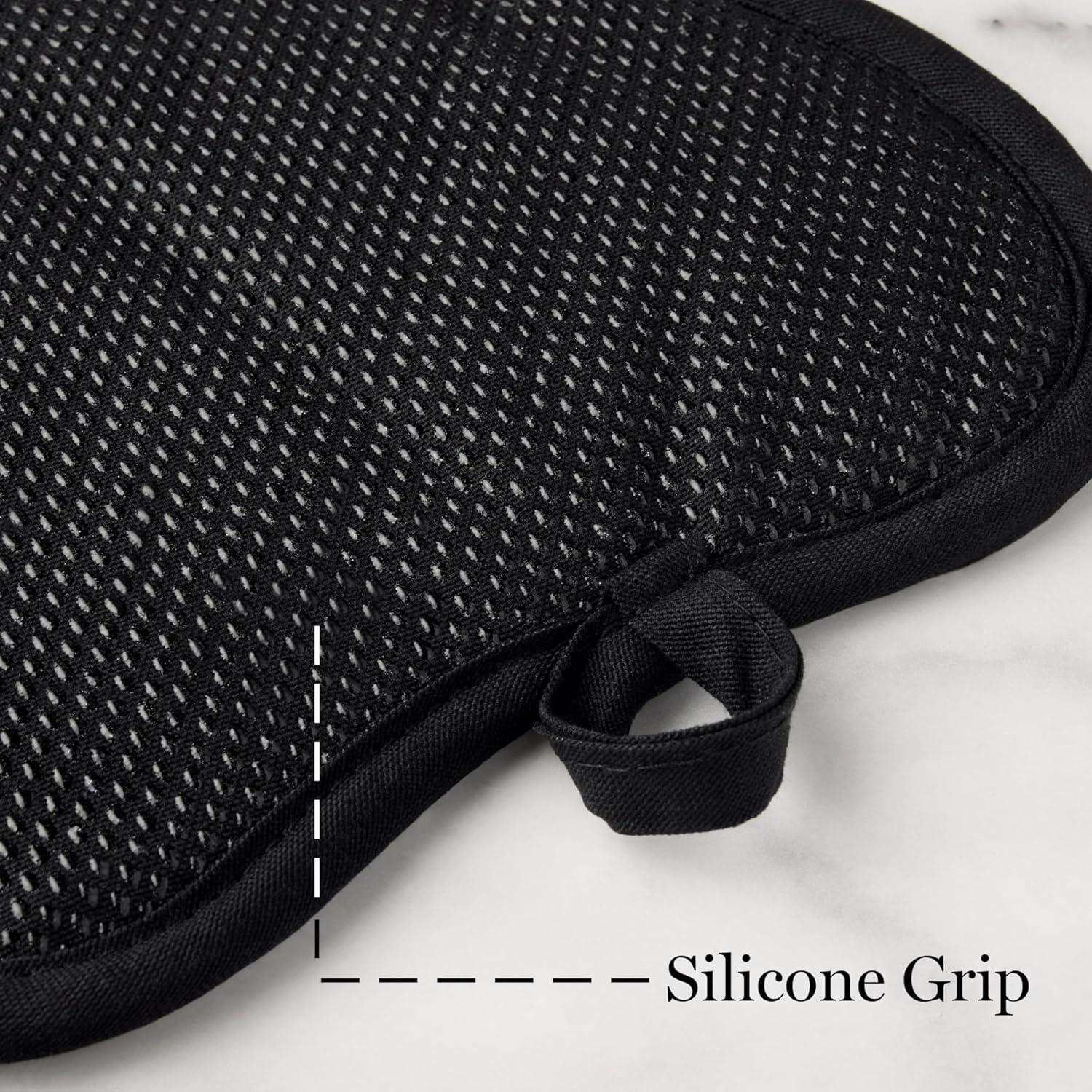 imageMARTHA STEWART Love Check Gingham Heart Shaped Pot Holder 2Pack Set 100 Cotton Heat Resistant with Flexible Silicone Grip Valentines Day Dcor BlackWhiteRed 7x85