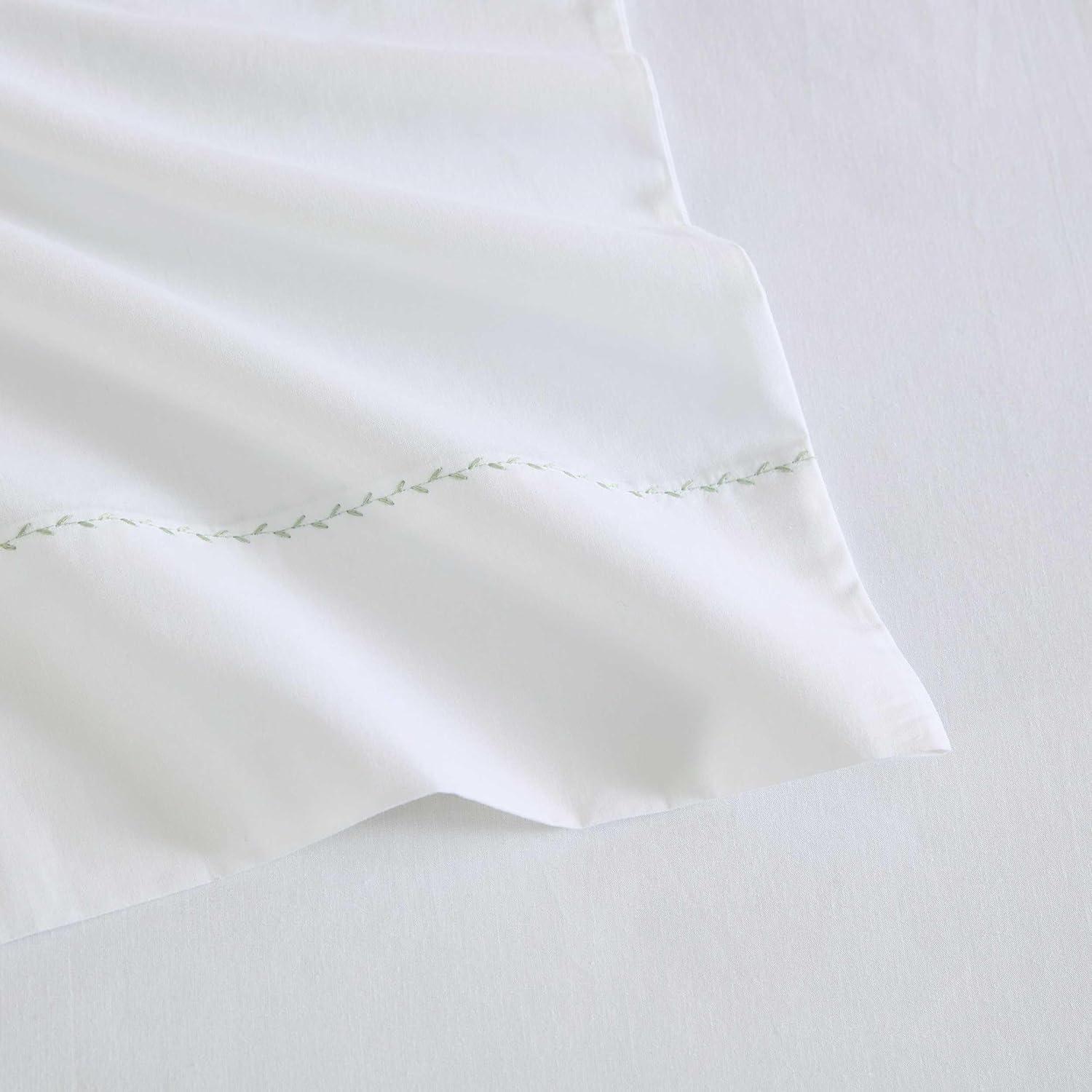 imageMartha Stewart  Full Size Sheets Set Crisp ampamp Tailored Cooling Sheets wa Naturally Smooth Cotton Percale Lightweight Feel  Bed Sheets with Matching Pillowcases ampamp Fitted Sheet Skylands Solid BlueLilly Pond Leaf Green