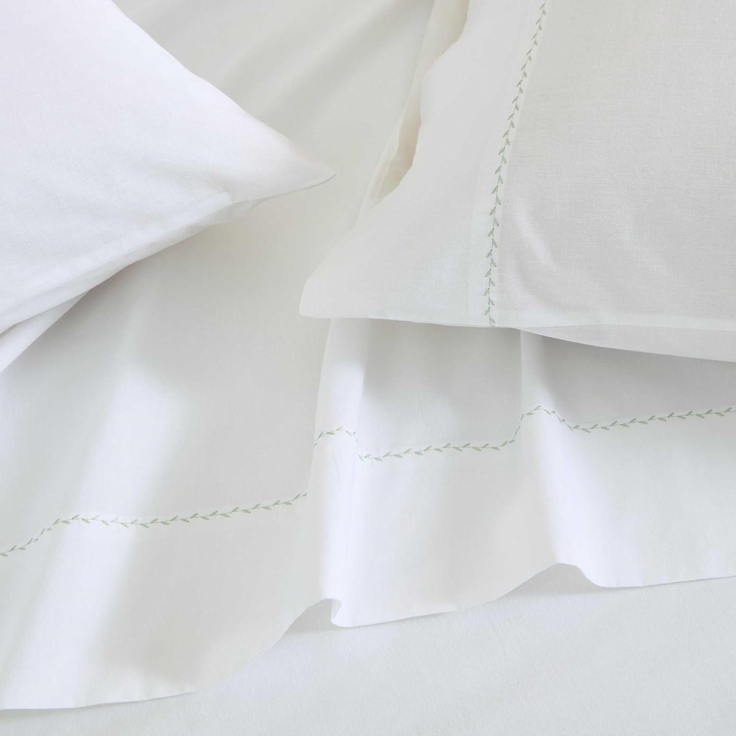 imageMartha Stewart  Full Size Sheets Set Crisp ampamp Tailored Cooling Sheets wa Naturally Smooth Cotton Percale Lightweight Feel  Bed Sheets with Matching Pillowcases ampamp Fitted Sheet Skylands Solid BlueLilly Pond Leaf Green