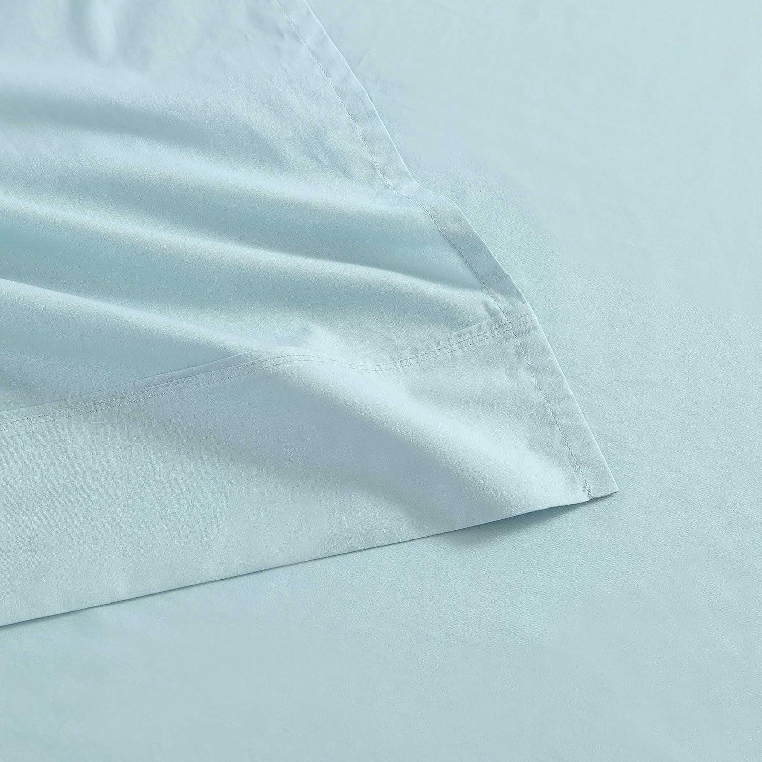 imageMartha Stewart  Full Size Sheets Set Crisp ampamp Tailored Cooling Sheets wa Naturally Smooth Cotton Percale Lightweight Feel  Bed Sheets with Matching Pillowcases ampamp Fitted Sheet Skylands Solid BlueSkylands Solid Blue