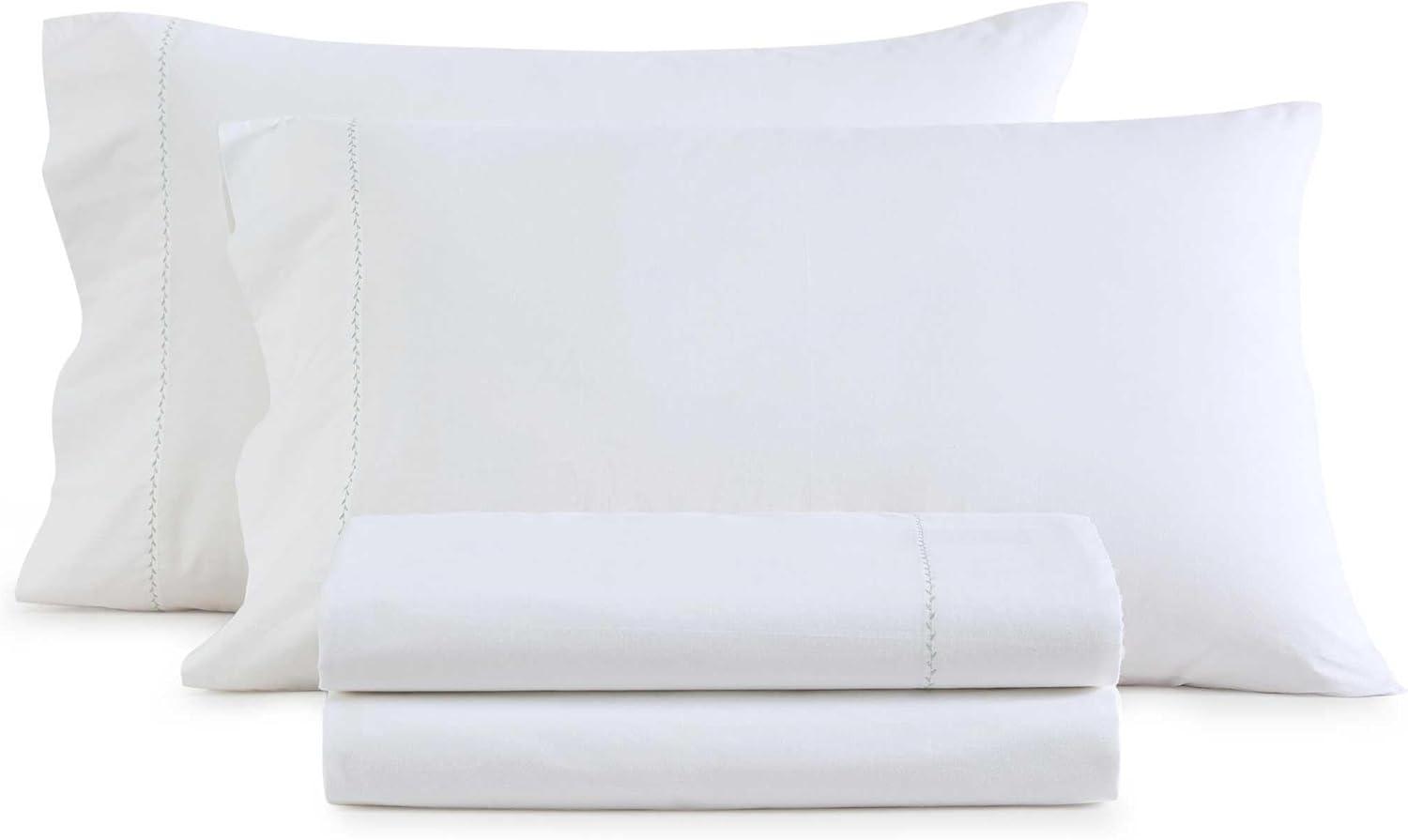 imageMartha Stewart  Full Size Sheets Set Crisp ampamp Tailored Cooling Sheets wa Naturally Smooth Cotton Percale Lightweight Feel  Bed Sheets with Matching Pillowcases ampamp Fitted Sheet Skylands Solid BlueLilly Pond Leaf Green