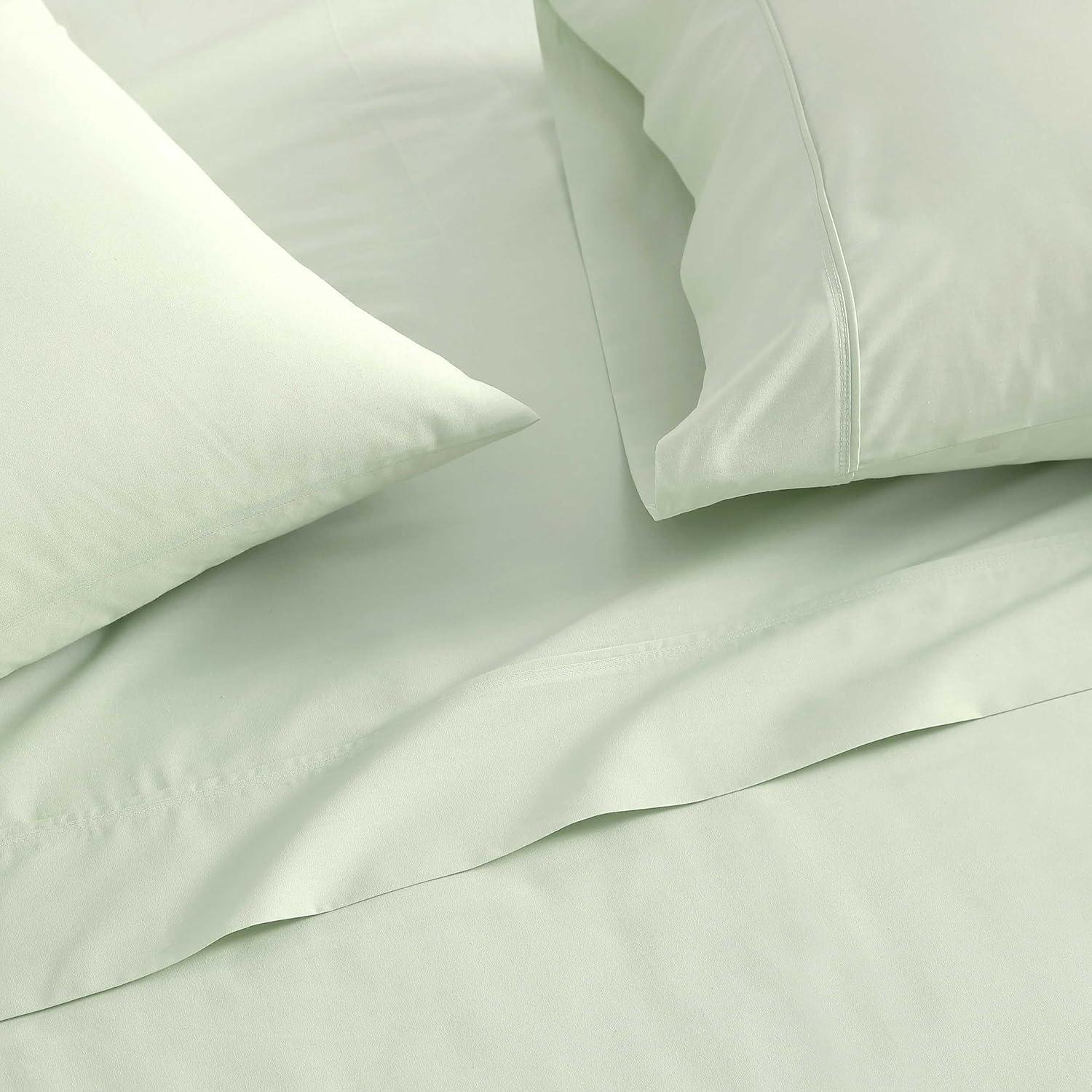 imageMartha Stewart  Full Size Sheets Set Crisp ampamp Tailored Cooling Sheets wa Naturally Smooth Cotton Percale Lightweight Feel  Bed Sheets with Matching Pillowcases ampamp Fitted Sheet Skylands Solid BlueSkylands Solid Green