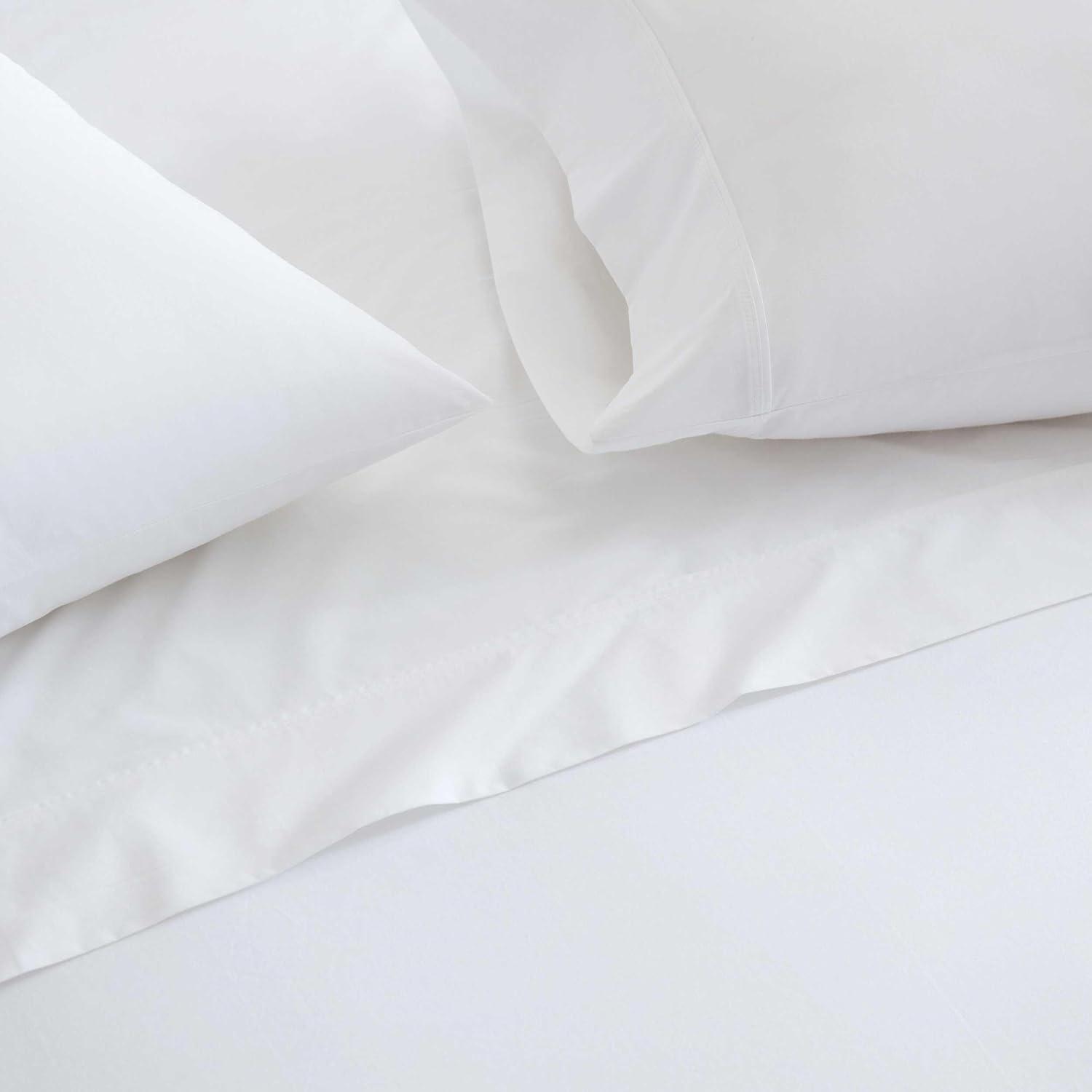 imageMartha Stewart  Full Size Sheets Set Crisp ampamp Tailored Cooling Sheets wa Naturally Smooth Cotton Percale Lightweight Feel  Bed Sheets with Matching Pillowcases ampamp Fitted Sheet Skylands Solid BlueSkylands Solid White