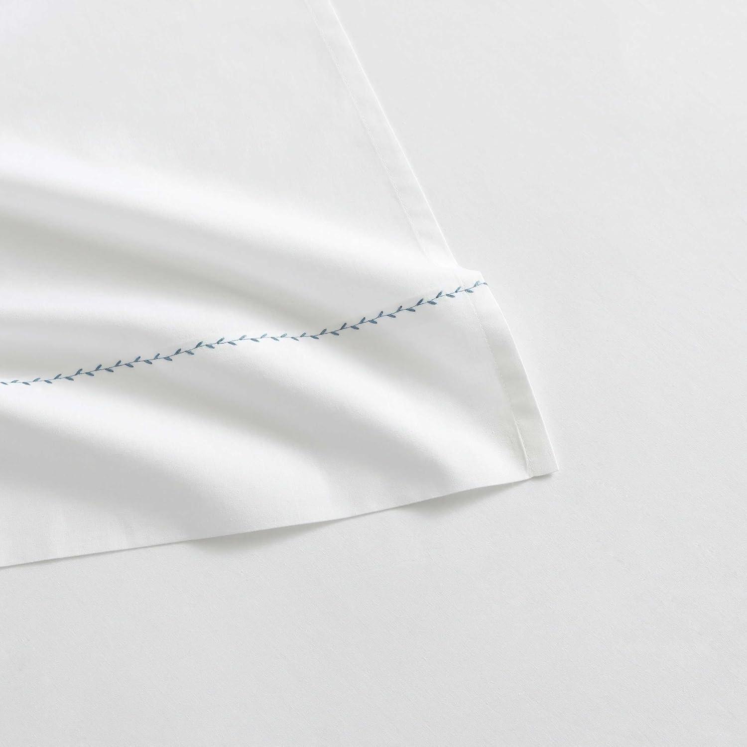 imageMartha Stewart  Full Size Sheets Set Crisp ampamp Tailored Cooling Sheets wa Naturally Smooth Cotton Percale Lightweight Feel  Bed Sheets with Matching Pillowcases ampamp Fitted Sheet Skylands Solid BlueLilly Pond Leaf Blue