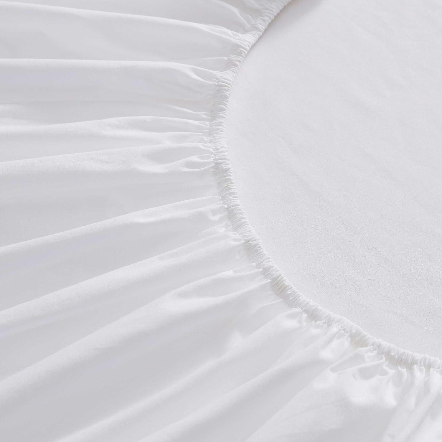 imageMartha Stewart  Full Size Sheets Set Crisp ampamp Tailored Cooling Sheets wa Naturally Smooth Cotton Percale Lightweight Feel  Bed Sheets with Matching Pillowcases ampamp Fitted Sheet Skylands Solid BlueSkylands Solid White