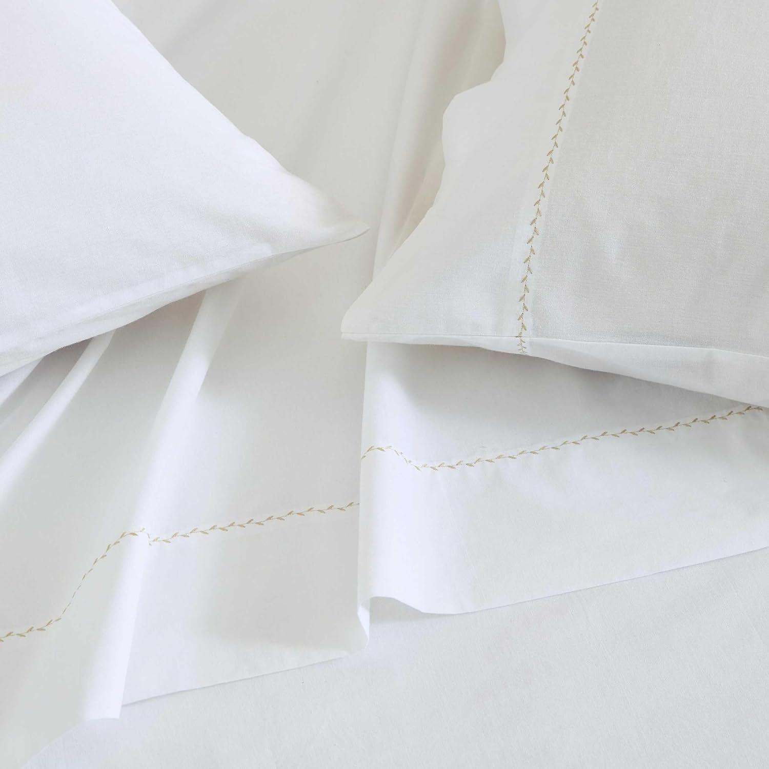 imageMartha Stewart  Full Size Sheets Set Crisp ampamp Tailored Cooling Sheets wa Naturally Smooth Cotton Percale Lightweight Feel  Bed Sheets with Matching Pillowcases ampamp Fitted Sheet Skylands Solid BlueLilly Pond Leaf Beige