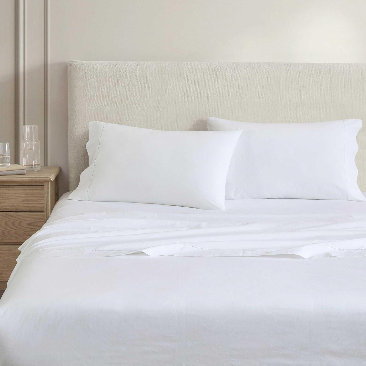 imageMartha Stewart  Full Size Sheets Set Crisp ampamp Tailored Cooling Sheets wa Naturally Smooth Cotton Percale Lightweight Feel  Bed Sheets with Matching Pillowcases ampamp Fitted Sheet Skylands Solid BlueLilly Pond Leaf Green