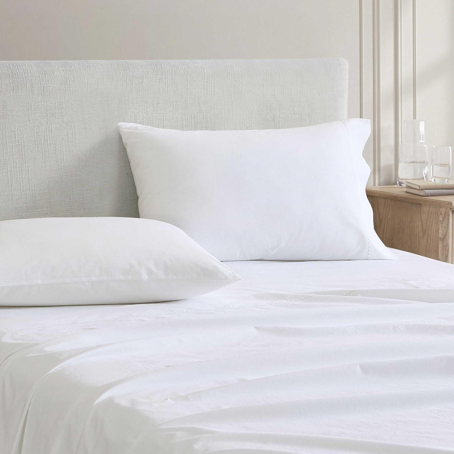 imageMartha Stewart  Full Size Sheets Set Crisp ampamp Tailored Cooling Sheets wa Naturally Smooth Cotton Percale Lightweight Feel  Bed Sheets with Matching Pillowcases ampamp Fitted Sheet Skylands Solid BlueLilly Pond Leaf Green