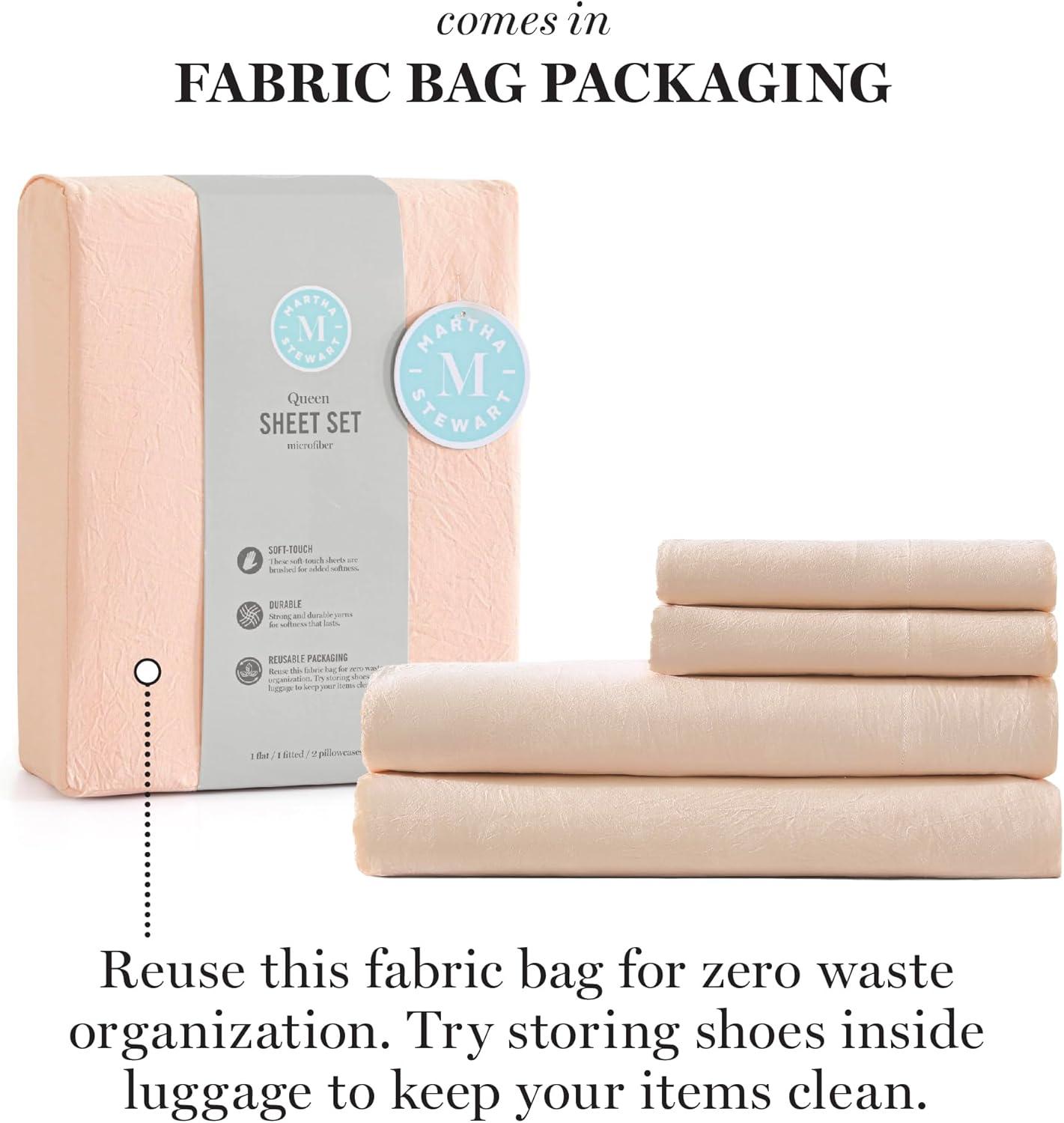 imageMartha Stewart  Full Size Sheets Set Crisp ampamp Tailored Cooling Sheets wa Naturally Smooth Cotton Percale Lightweight Feel  Bed Sheets with Matching Pillowcases ampamp Fitted Sheet Skylands Solid BluePeachy Keen