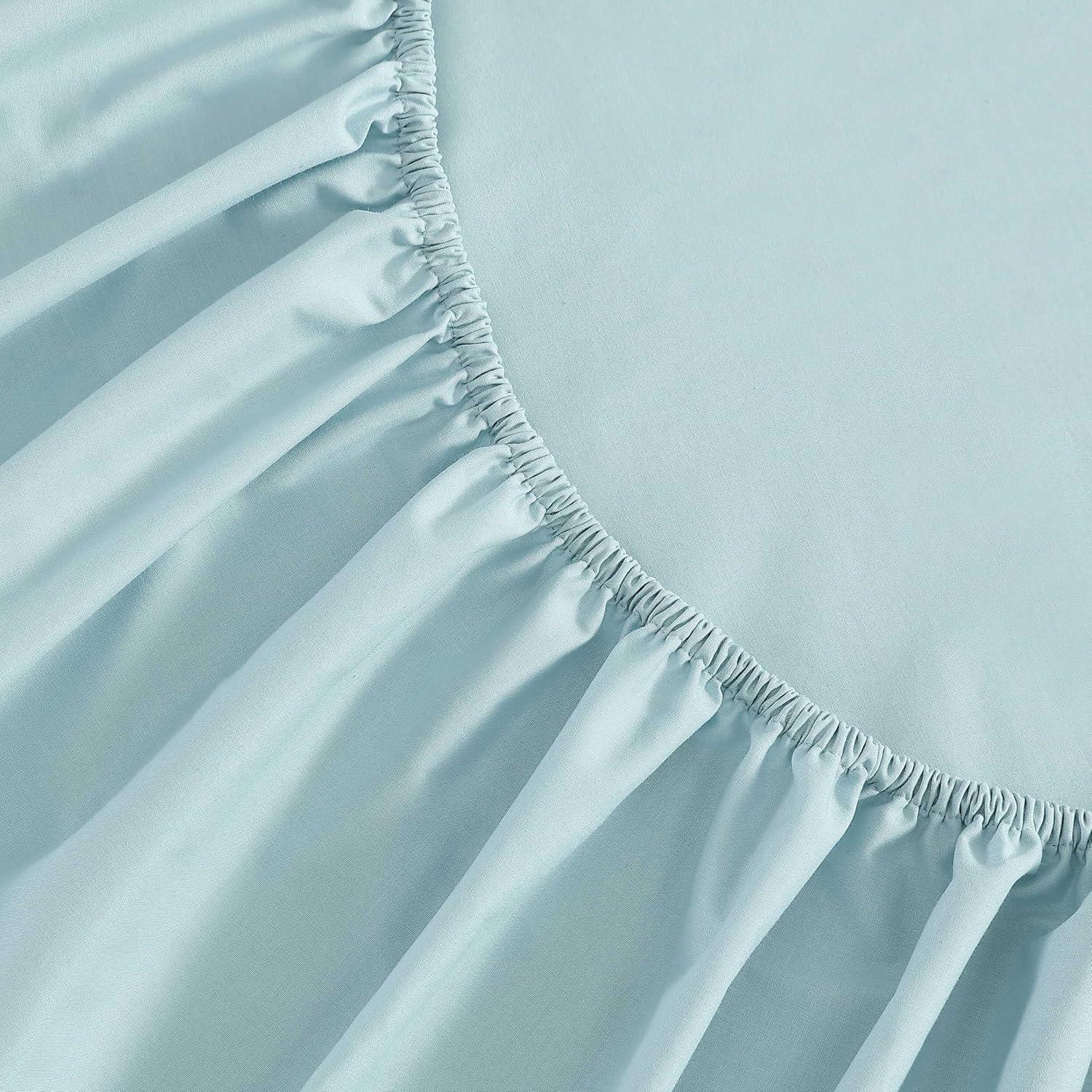 imageMartha Stewart  Full Size Sheets Set Crisp ampamp Tailored Cooling Sheets wa Naturally Smooth Cotton Percale Lightweight Feel  Bed Sheets with Matching Pillowcases ampamp Fitted Sheet Skylands Solid BlueSkylands Solid Blue