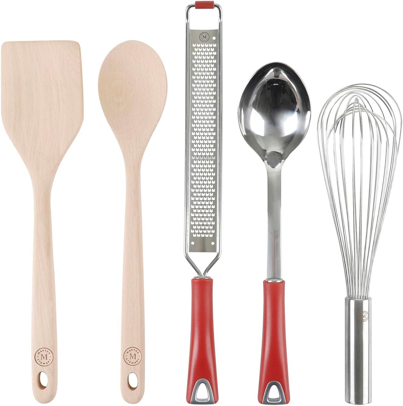 imageMartha Stewart 10 Piece Tools and Gadget Set WCeramic Crock Martha BlueRed