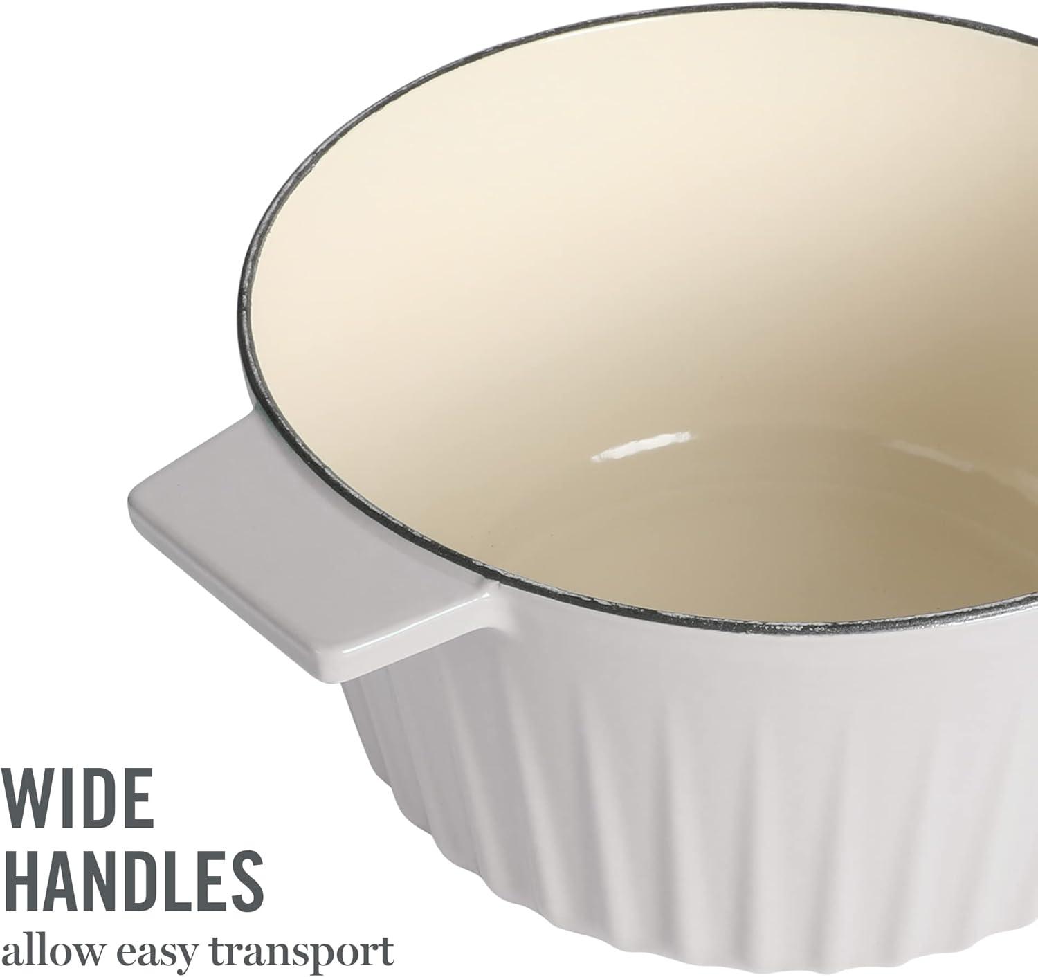 imageMartha Stewart 35Quart Enameled Cast Iron Dutch Oven Braiser  Martha Blue Durable Nonstick Dutch Oven for Slow Cooking Braising and BakingGrey