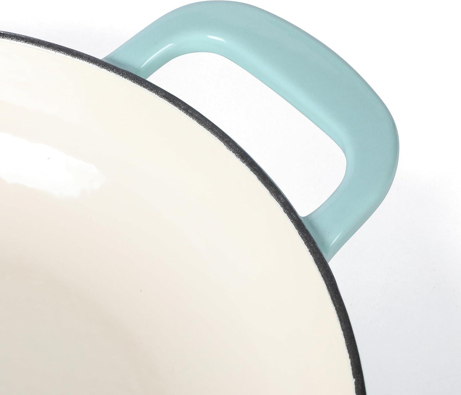 imageMartha Stewart 35Quart Enameled Cast Iron Dutch Oven Braiser Martha Blue Durable Nonstick Dutch Oven for Slow Cooking Braising and BakingMartha Blue w Gold Knob Braiser