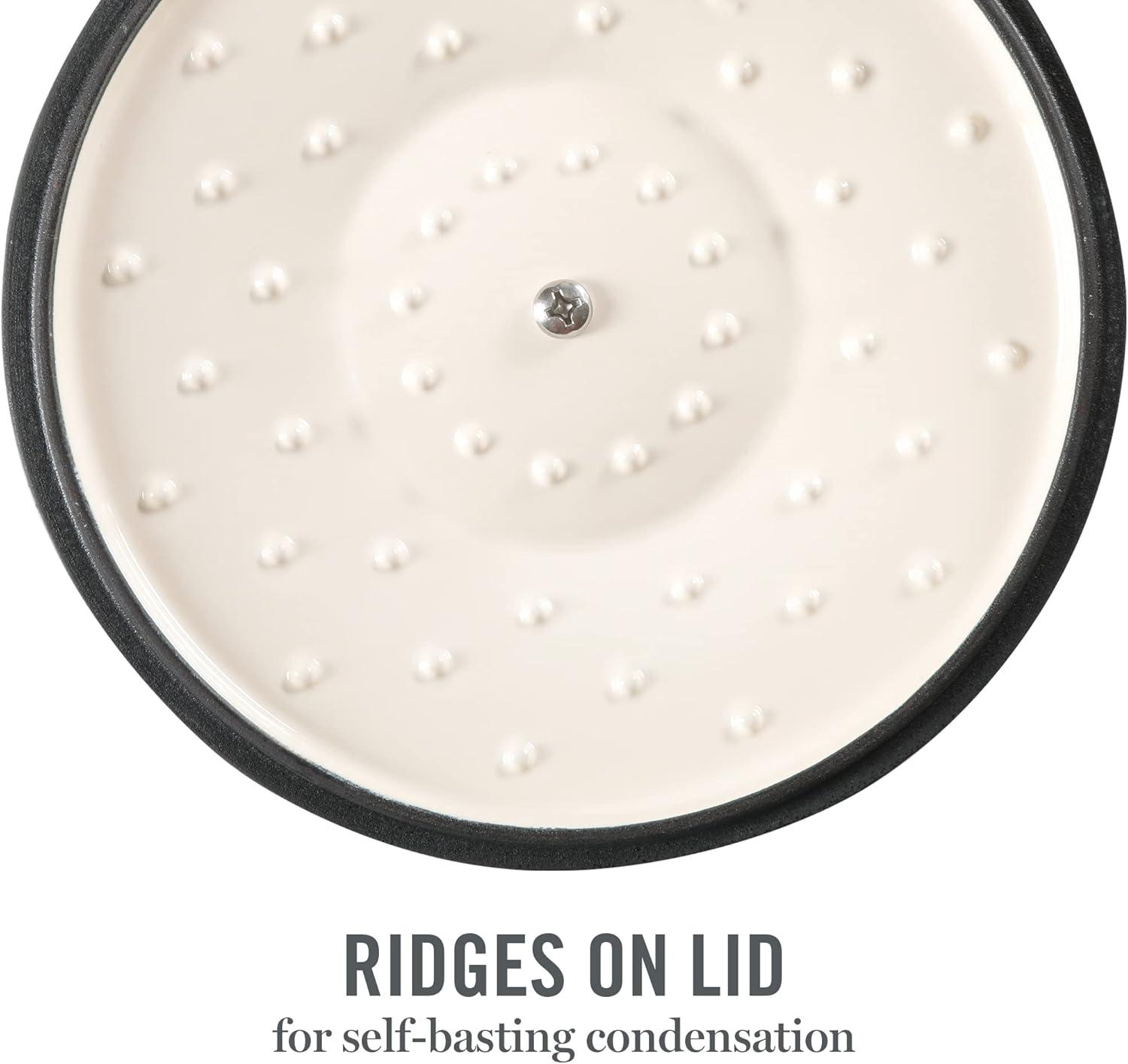 imageMartha Stewart 35Quart Enameled Cast Iron Dutch Oven Braiser  Martha Blue Durable Nonstick Dutch Oven for Slow Cooking Braising and BakingMartha Blue