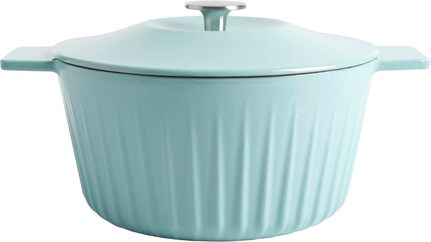 imageMartha Stewart 35Quart Enameled Cast Iron Dutch Oven Braiser  Martha Blue Durable Nonstick Dutch Oven for Slow Cooking Braising and BakingMartha Blue