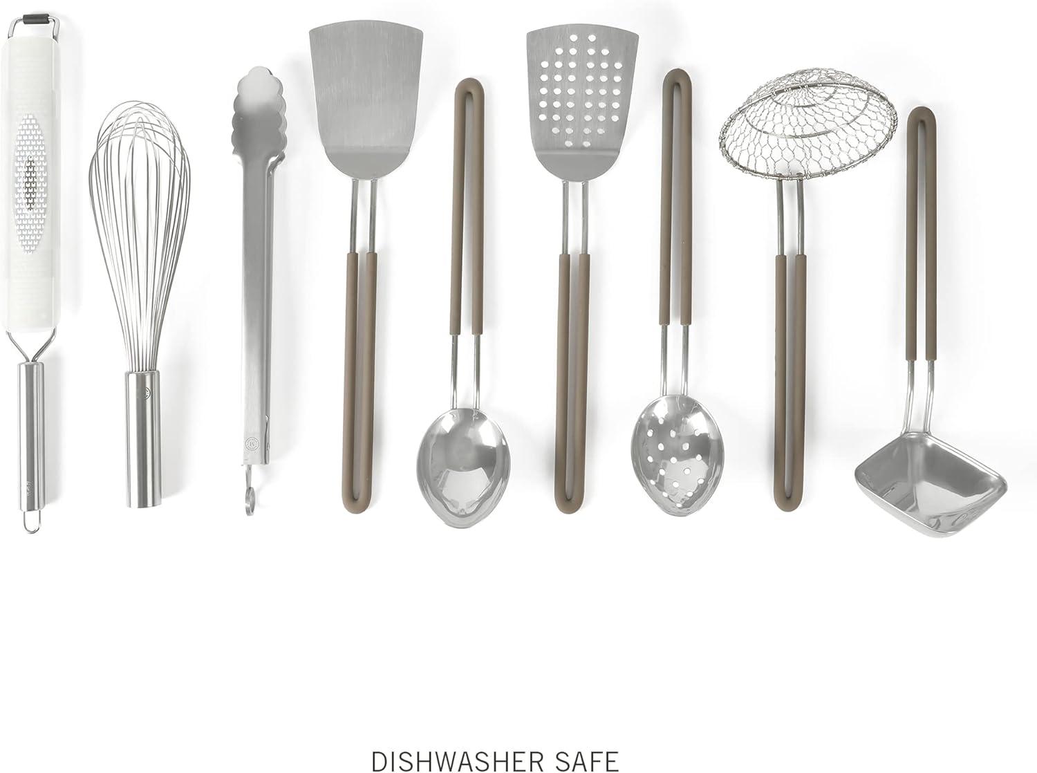 imageMartha Stewart 9Piece Stainless Steel Kitchen Gadget ampamp Tool Set Prep and Serve Utensils Durable ampamp RustResistant Dishwasher Safe Cooking AccessoriesBar Tool Set