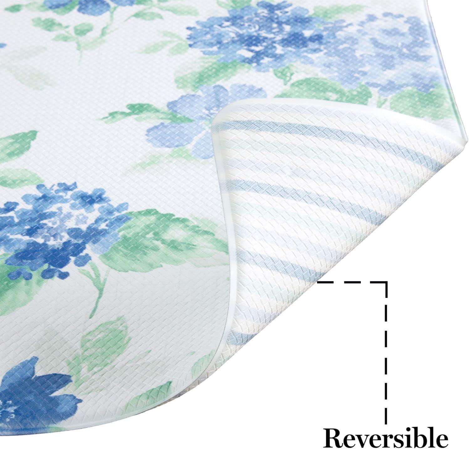 imageMartha Stewart Amber Floral Daisy Stripe Reverisble Water Resistant Kitchen Mat BluePurple 20quotx30quotBluePurpleGreen